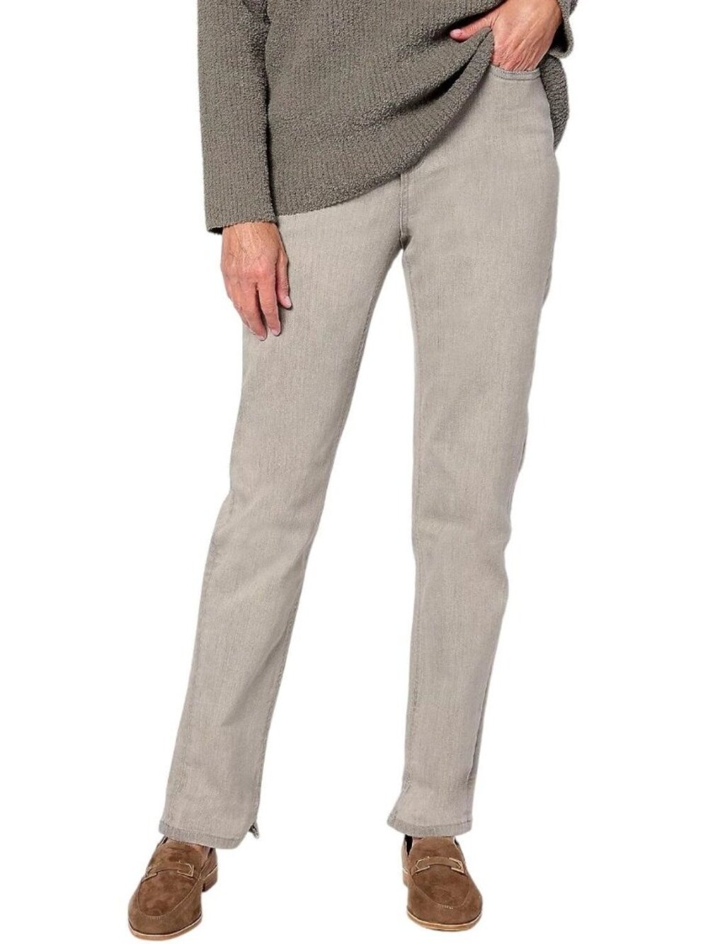 Denim & Co. Canyon Retreat Stovepipe Ranger Jeans Size 16 Gray Wash Denim NEW